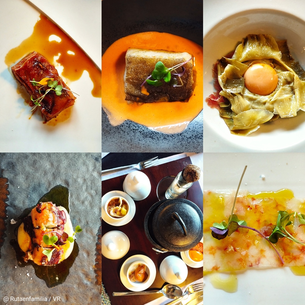 Collage degustación platos en restaurante La Traviata