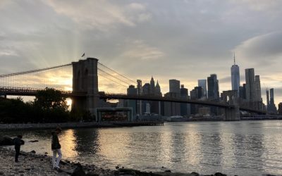 Puente de Brooklyn atardecer sky line Nueva York